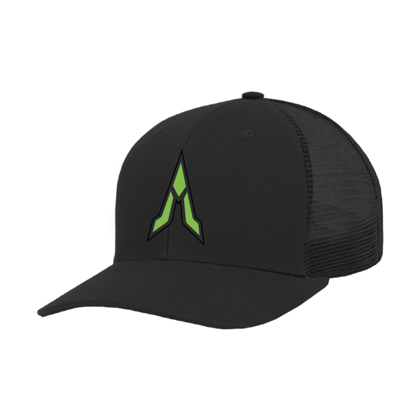 Black/Green Spire Hat Front Image on white background