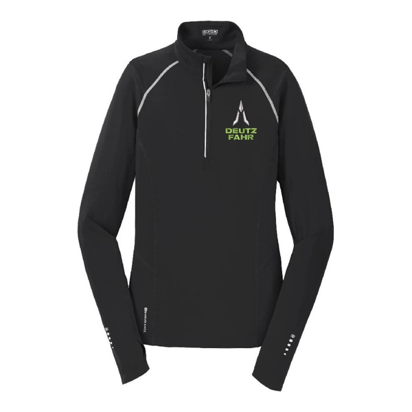 Black POD Deutz Fahr Ladies OGIO Quarter Zip Product Image on white background